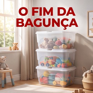 Kit 3 Caixas Container Organizadoras 20L Transparente De Plástico Para Brinquedos Roupas …