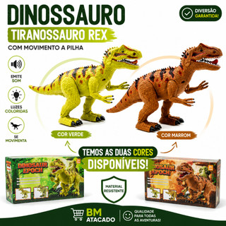 Dinossauro De Brinquedo Tiranossauro Rex C Movimento A Pilha Presente Infantil