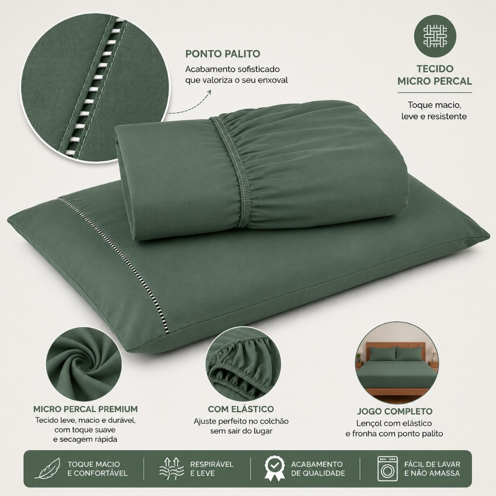 Jogo De Cama Solteiro Casal Queen King Micropercal 400 Fios Toque Macio Premium Casa Moura Decor.