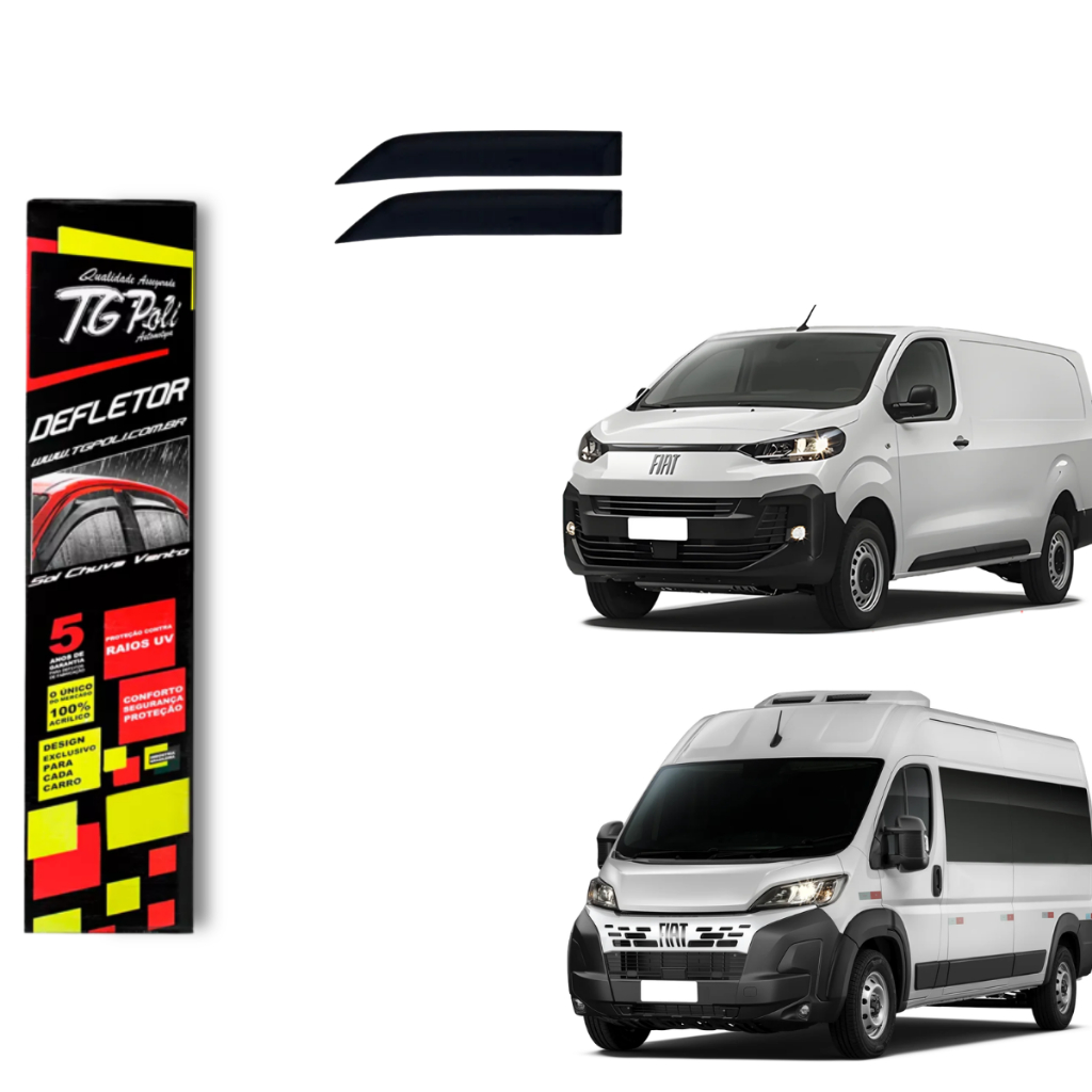 Calha de Chuva Fiat Ducato 1997 a 2017 2 Portas TG Poli Defletor Protetor Janelas Fumê
