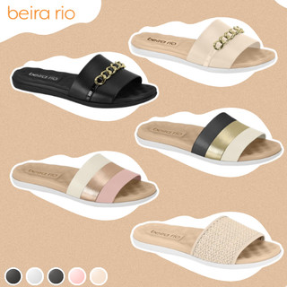 Sandália Rasteira Beira Rio Slide Napa Turim Metaliz Premium