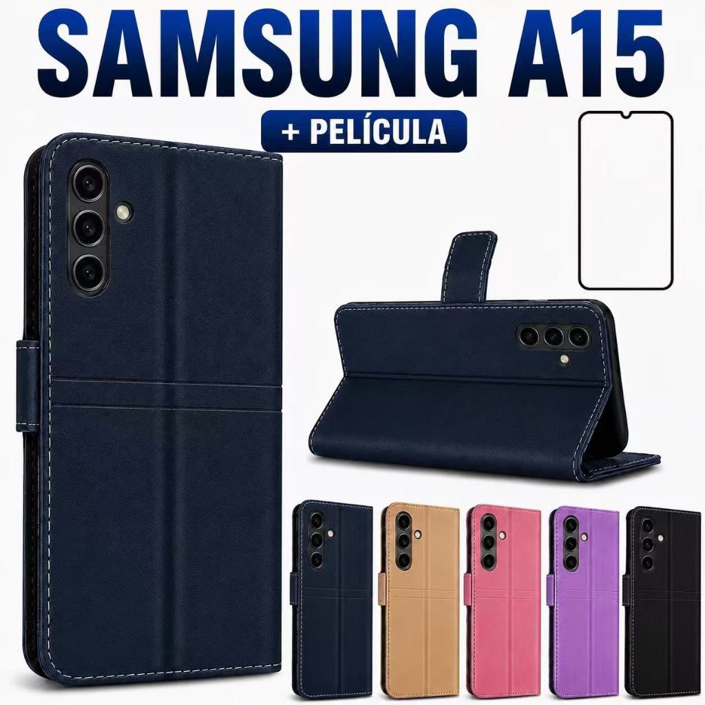 Capa Carteira Flip Galaxy  Samsung A15 4g A155 A15 5g Magnética Couro Porta Cart