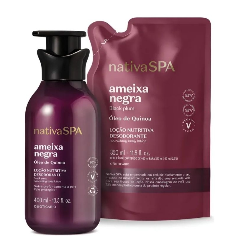Hidratante Corporal Nativa Spa Ameixa Negra + Refil da mesma fragrância Oboticário