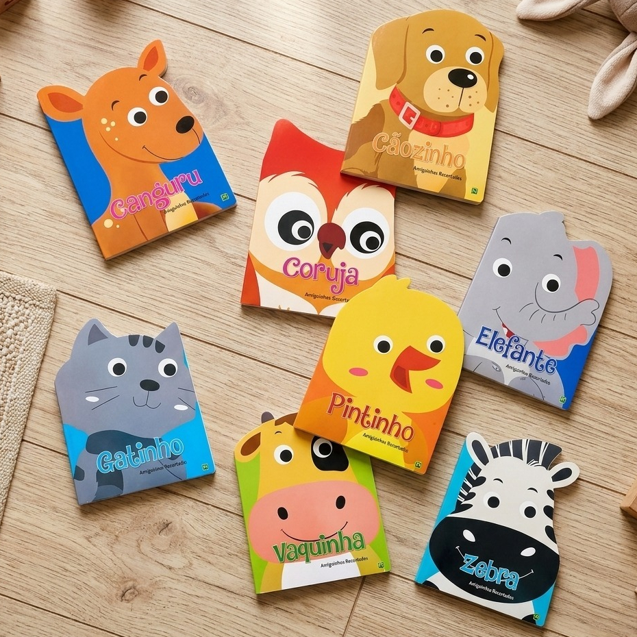 Kit Livros Infantis Educativos Animais Primeiras Palavras Aprendizado Crianças Educação Infantil
