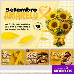 Painel Setembro Amarelo Decoração Campanhas Painel Retangular Horizontal Sublimado em Tecido