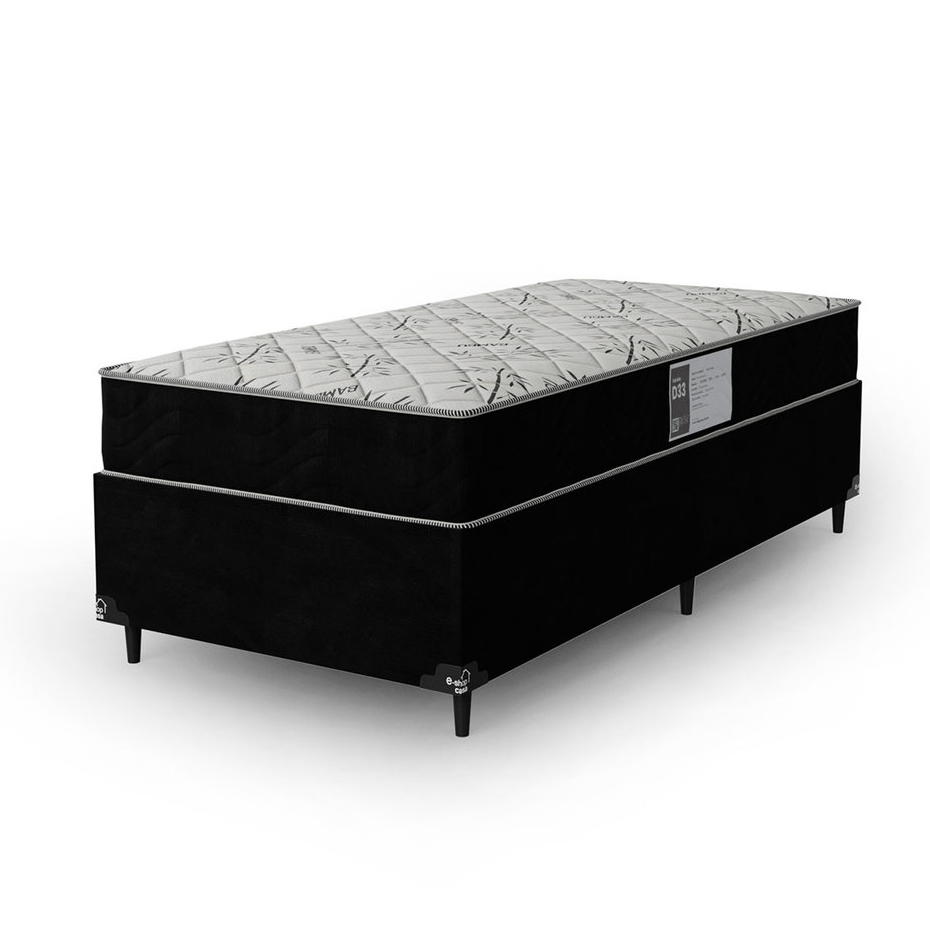 Cama Box Baú Solteiro + Colchão D33 One Face - Suede Preto