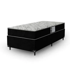 Cama Box Solteiro + Colchão D33 One Face - Suede Preto
