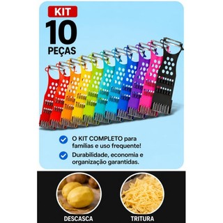 Kit Descascador Fatiador 5 Em 1 De Legumes Verduras Frutas Manual Multifuncional Promoção