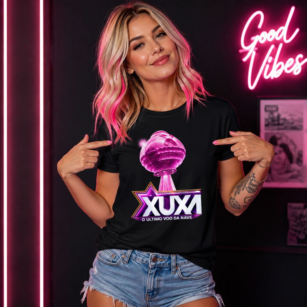 Camiseta Xuxa O Último Voo da Nave Xou da Xuxa Turnê de Despedida Unissex Algodão 30.1 Ultimo voo
