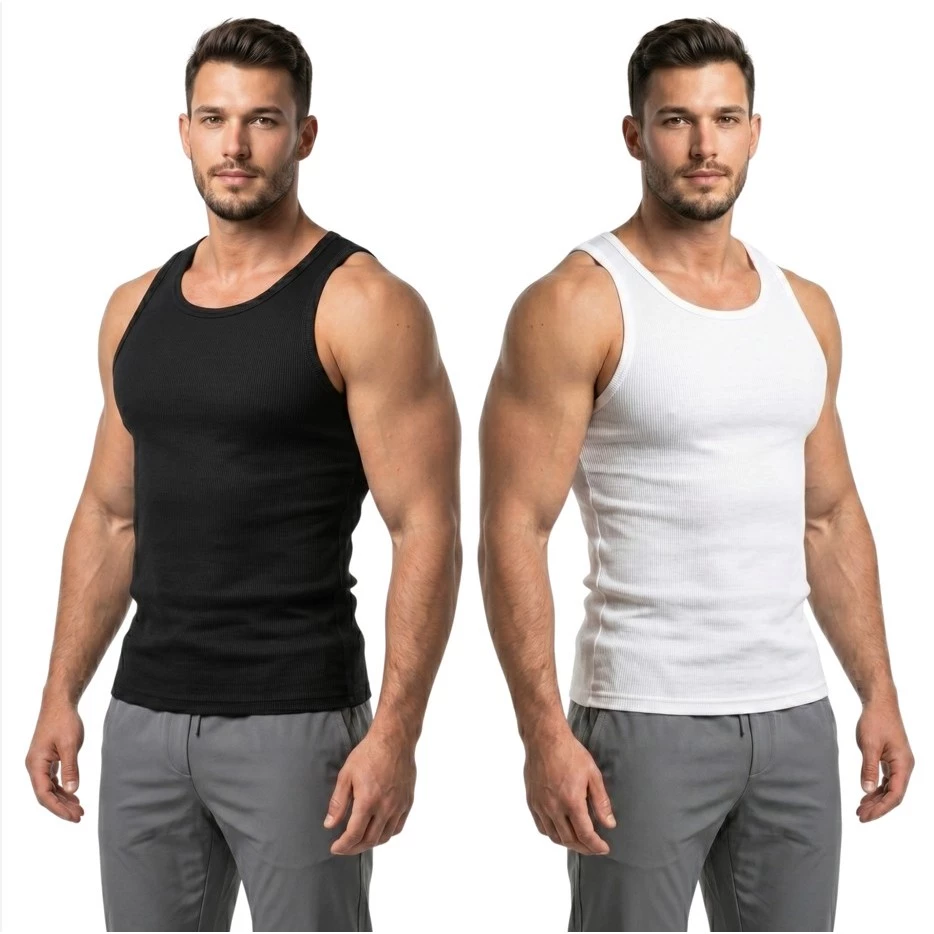 Regata Canelada Americana Masculina Slim Fit Premium Academia Casual — imagem 1