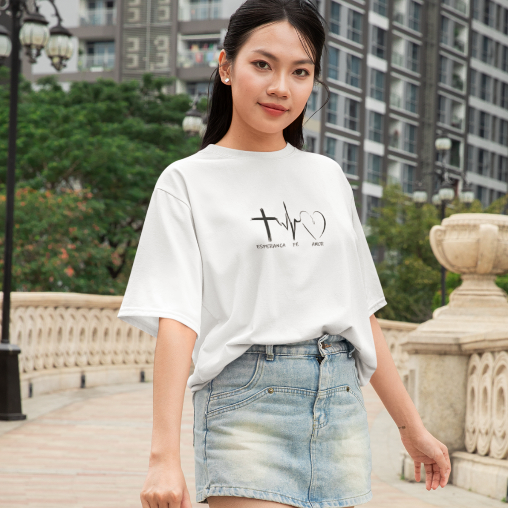 Camiseta Oversized Masculino/Feminino Academia Camiseta Larga Streetwear Oversize Algodão Cristã