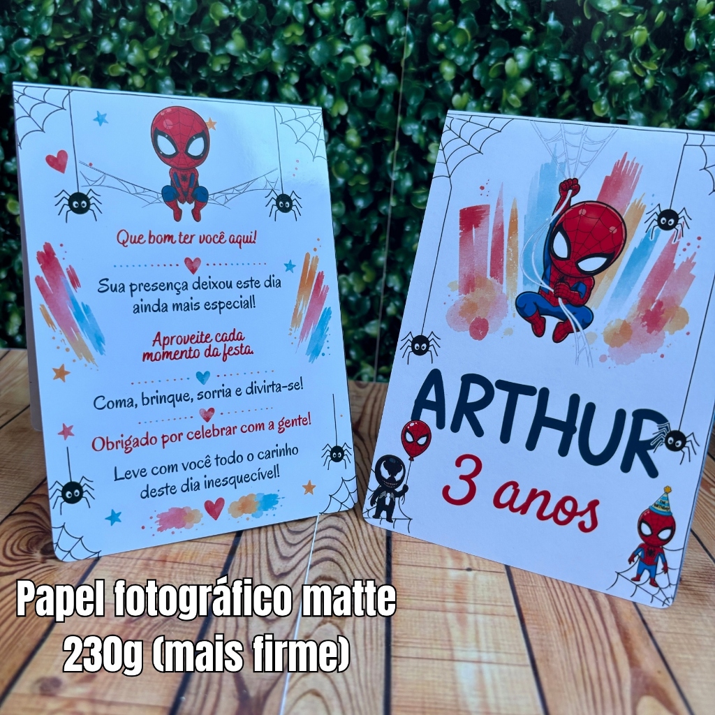 Plaquinha de Agradecimento centro de mesa Personalizada Festa Infantil Homem Aranha