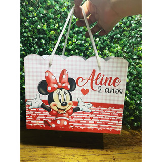 Sacolinha Personalizada Minnie Vermelha + BRINDE Lembrancinha Aniversário Minnie Vermelha