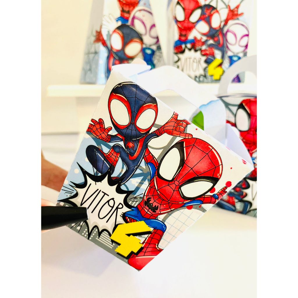 KIT PEGUE E MONTE HOMEM ARANHA *FAZEMOS TODOS OS TEMAS* LEMBRANCINHA ANIVERSARIO CAIXINHAS PERSONALIZADOS