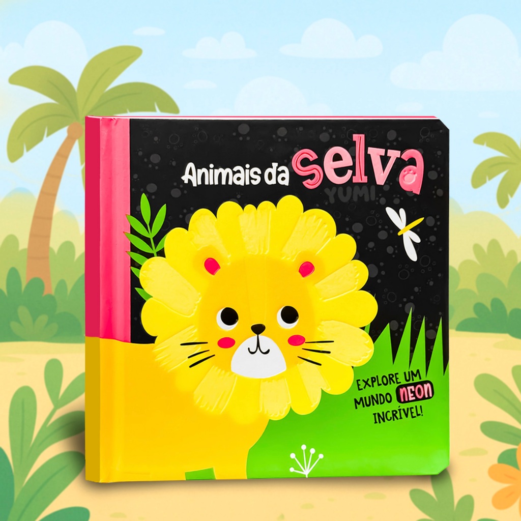 Livro Bebê Alto Contraste e Neon – Animais da Selva Estímulo Visual Para Recém-nascidos 0 A 6 Meses