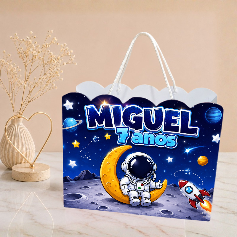 Sacolinha  Astronauta Personalizado | Sacolinha | Mimos | Lembrancinha | Aniversário  Astronauta PEGUE E MONTE