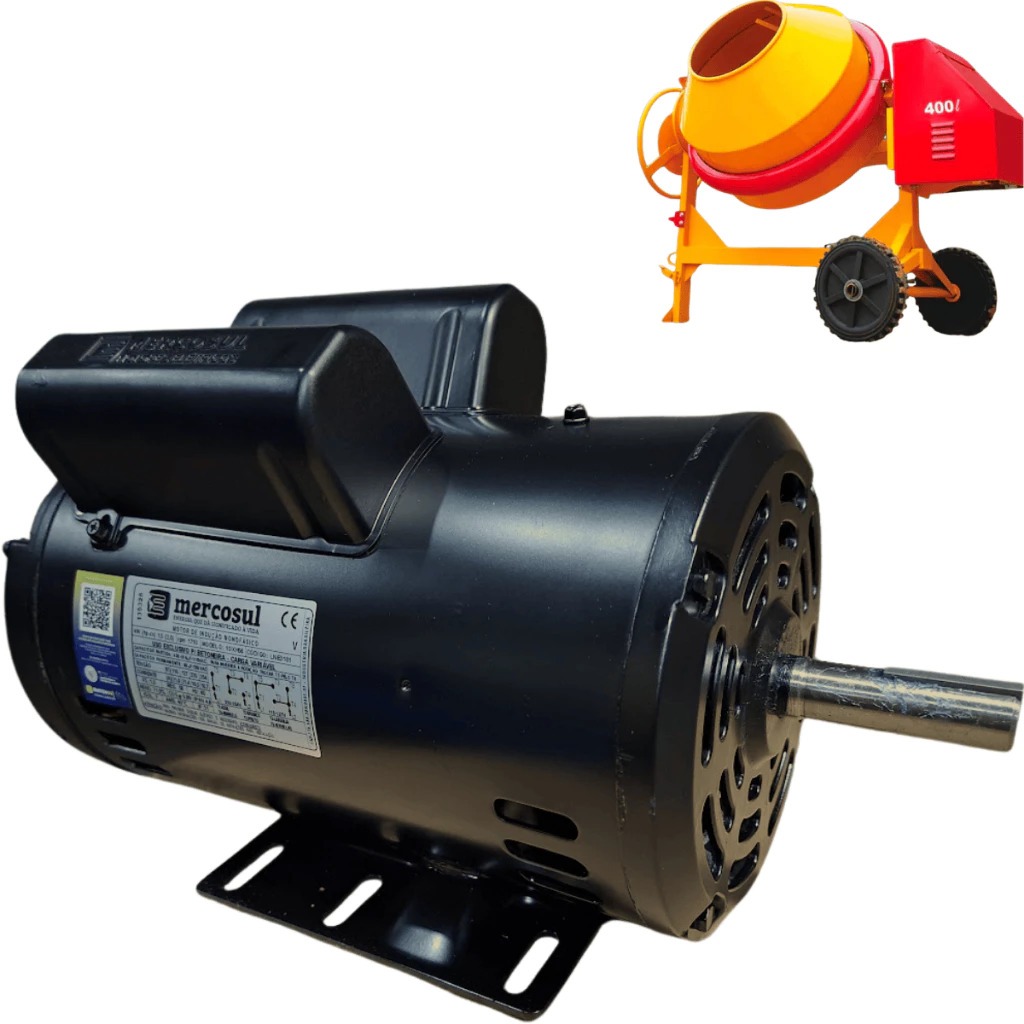 MOTOR ELÉTRICO MONOFÁSICO 2CV 1740RPM BAIXA ROTAÇÃO BETONEIRA 400L 110/220v BIVOLT MERCOSUL