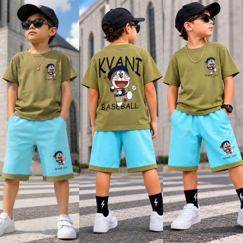 Conjunto Juvenil Infantil de Verão - Blusa e Short para dias Quentes - Tamanho 2 ao 12 Anos