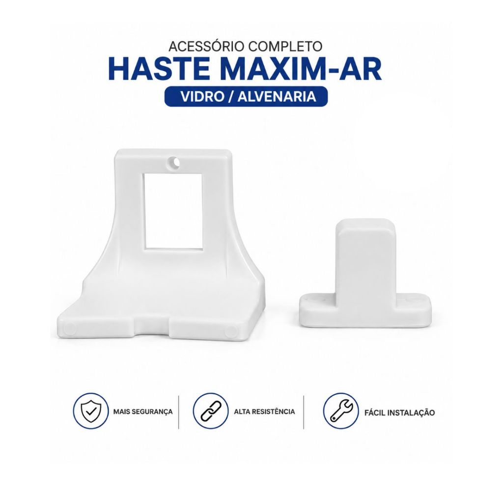 Acessório Completo Haste Maxim-Ar Vidro Alvenaria Branco - Fast Vidros