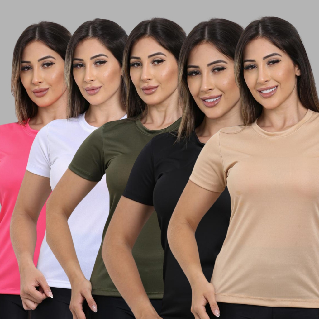 Camisa Fitness Feminina Dry Fit Academia Blusa Manga Curta Treinos Básica  Respirável Premium