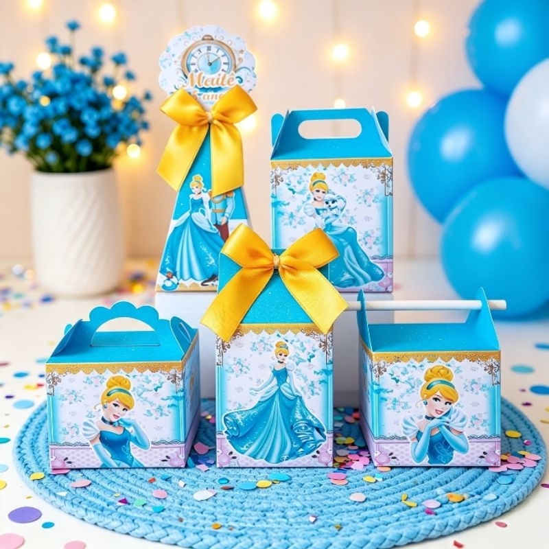 (PEGUE E MONTE) - Caixinhas Personalizadas Princesa Cinderela aniversário/ Kit Lembrancinhas Festa