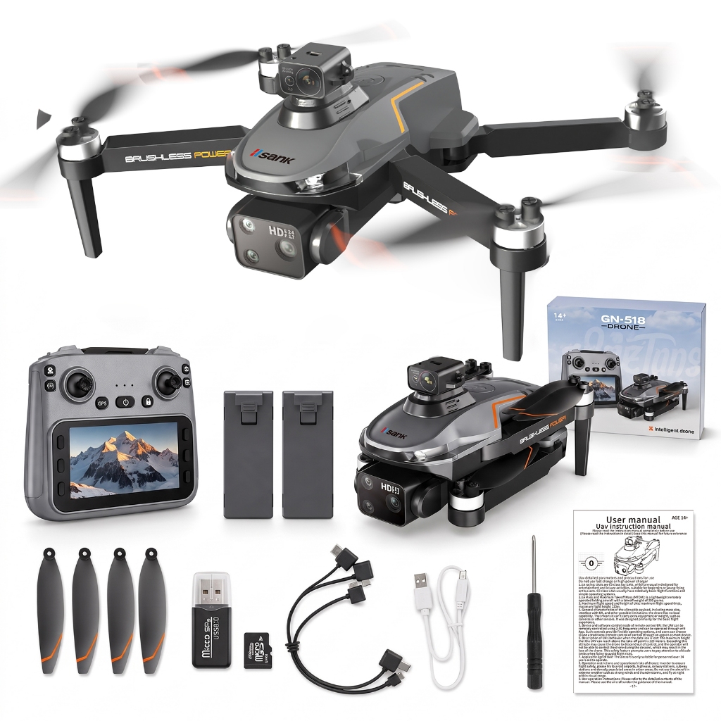 Drone ES105 MAX GPS Motores Brushless 3 Câmeras HD Desvio Obstáculos Controle com Tela Dobrável