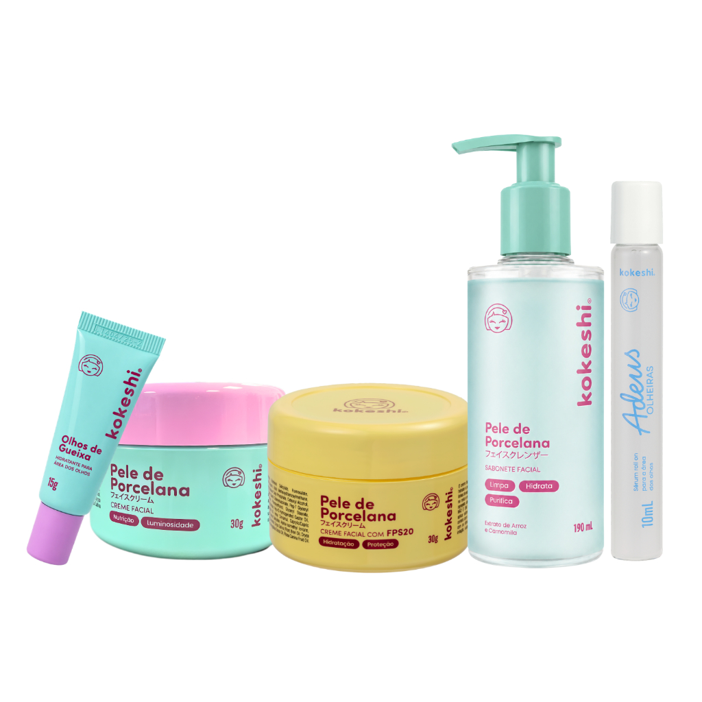 Kit Skincare Kokeshi Pele de Porcelana 5 Itens Completo