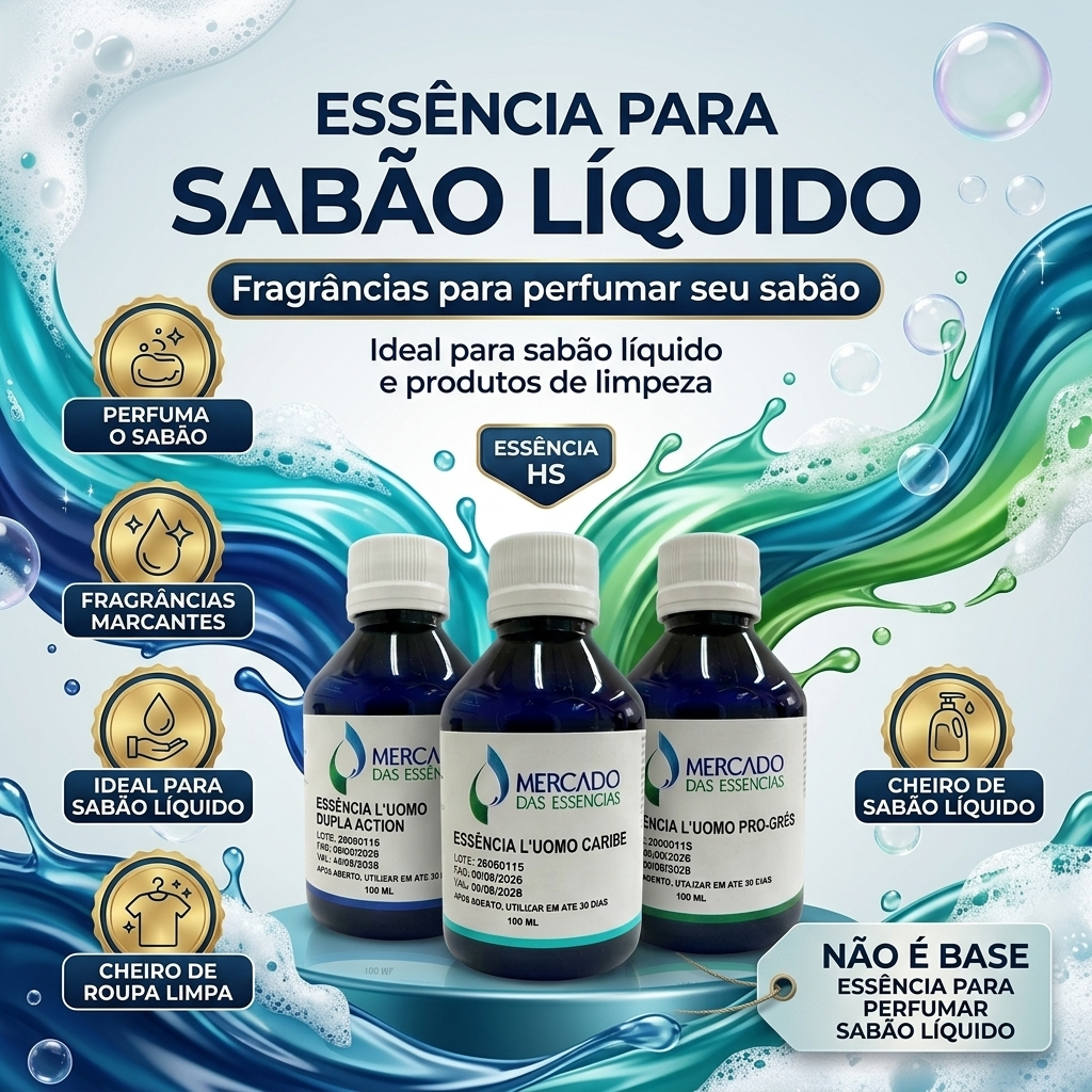Imagem Essência Para Sabão Líquido Roupas Limpas 100ml – Cheiro de Limpeza e Perfume Duradouro nas Roupas