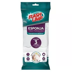 Kit 3 Esponjas Mágicas Tira-Manchas Flash Limp para Limpeza Pesada de Paredes, Pisos, Cozinhas e Calçados