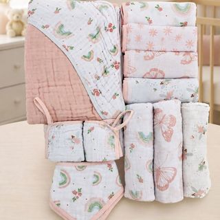 Enxoval Bebê Papi Soft Kit 12 Peças Toalha Fralda Cueiro Paninho de Boca Babador Maternidade Presente RN 100% algodão