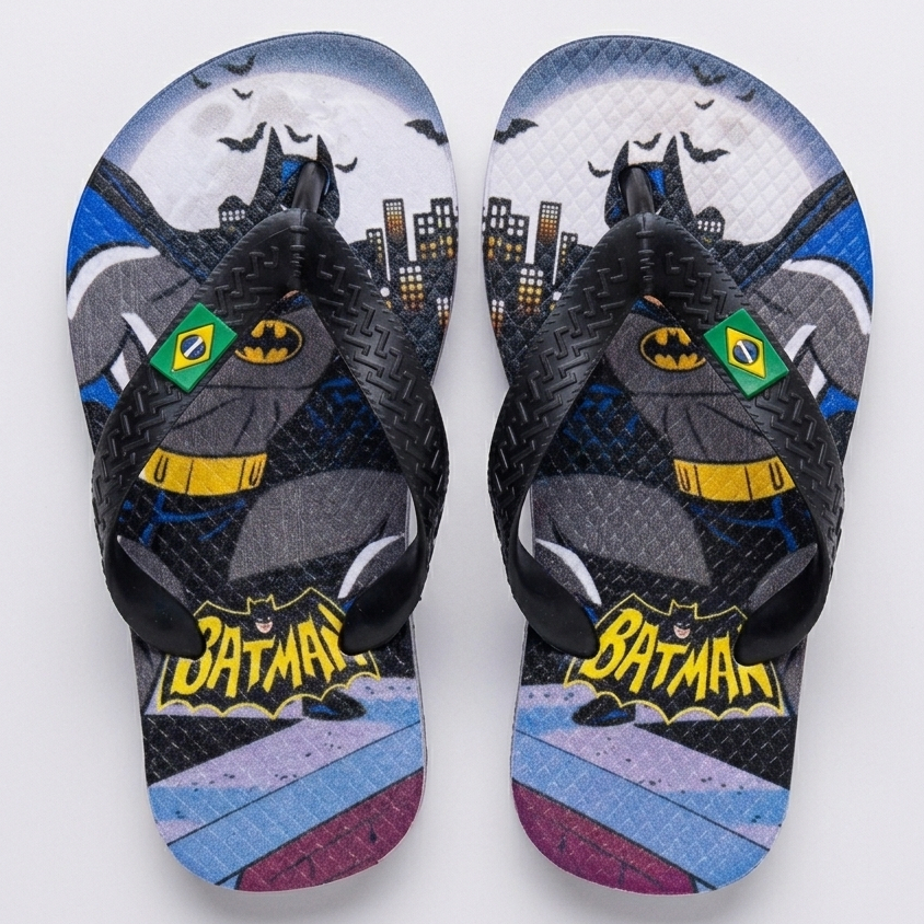 Chinelo Infantil Menino Desenho Personagem Batman Resistente Confortável 25 Ao 32 Acessível