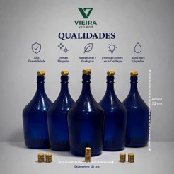Garrafão AZUL Antiguidade 01UN 4,6LT - Para Decoração e Luminária.