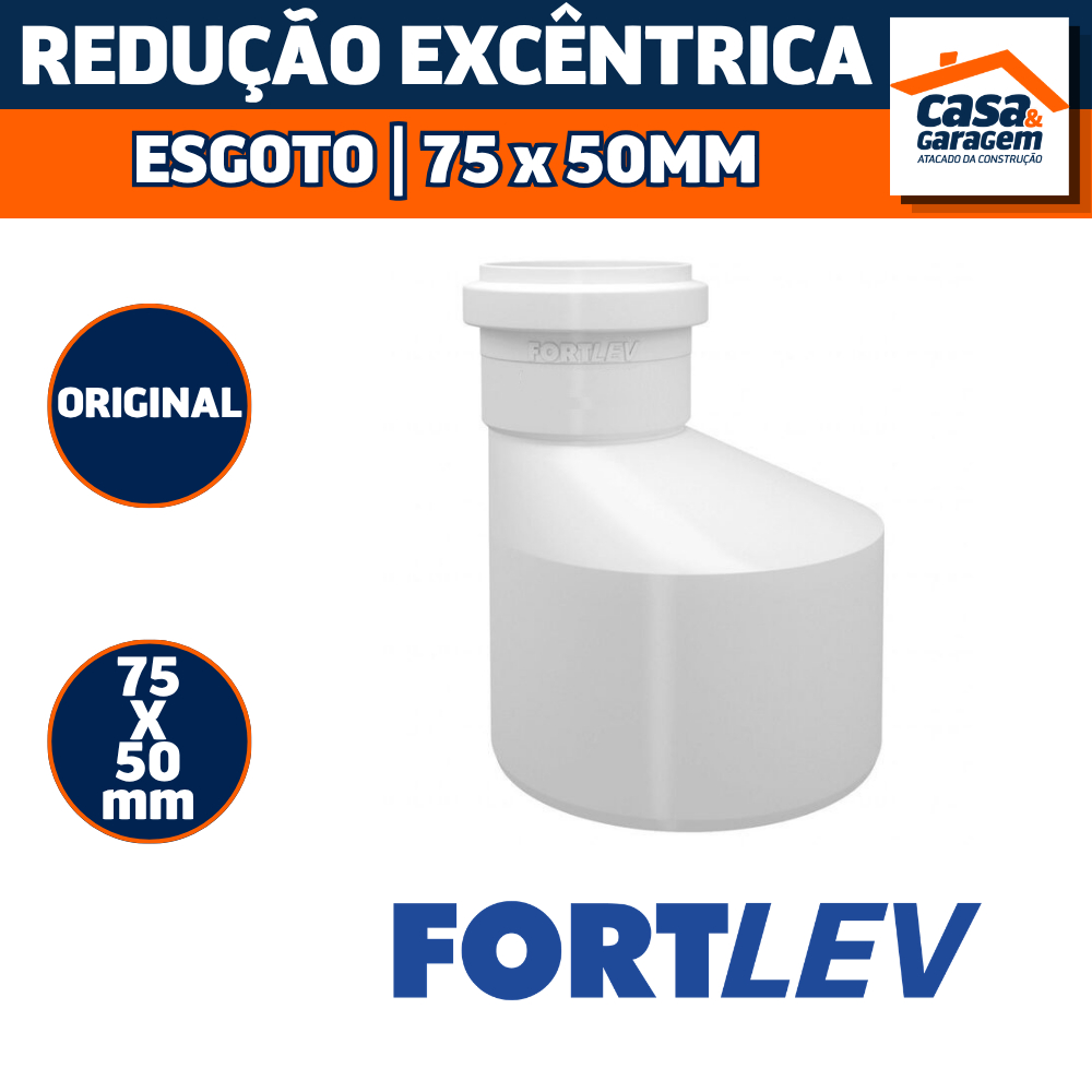 Kit com 10 Reducao Excentrica Para Esgoto 75mm X 50mm Fortlev
