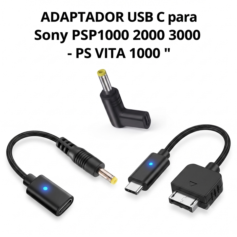 ADAPTADOR USB C para Sony PSP - PS VITA - Wii U - Nintendo DSI e 3DS