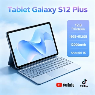 【Teclado e mouse gratuitos】Tablet S12 Plus 12.8 polegadas HD 16 GB + 512 GB 12000 mAh, dois chips, p