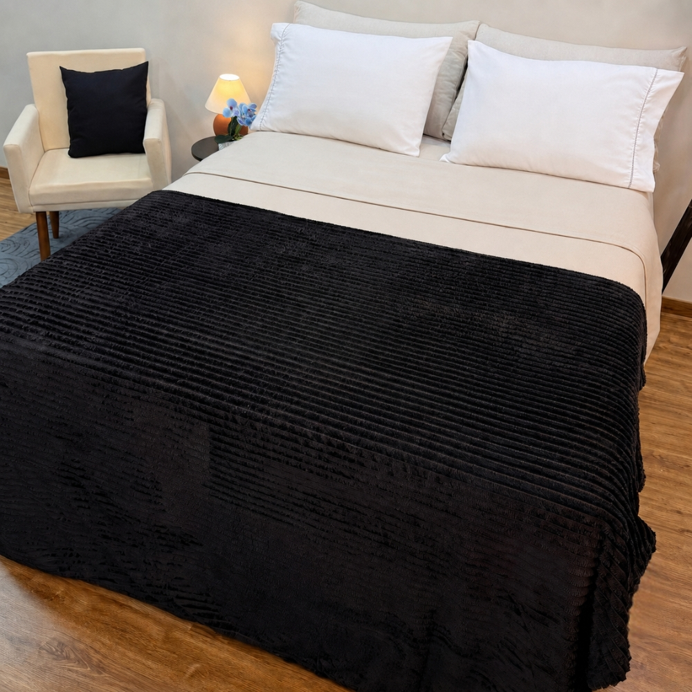 Cobertor Casal Manta Canelado 200 x 180 Cm Microfibra