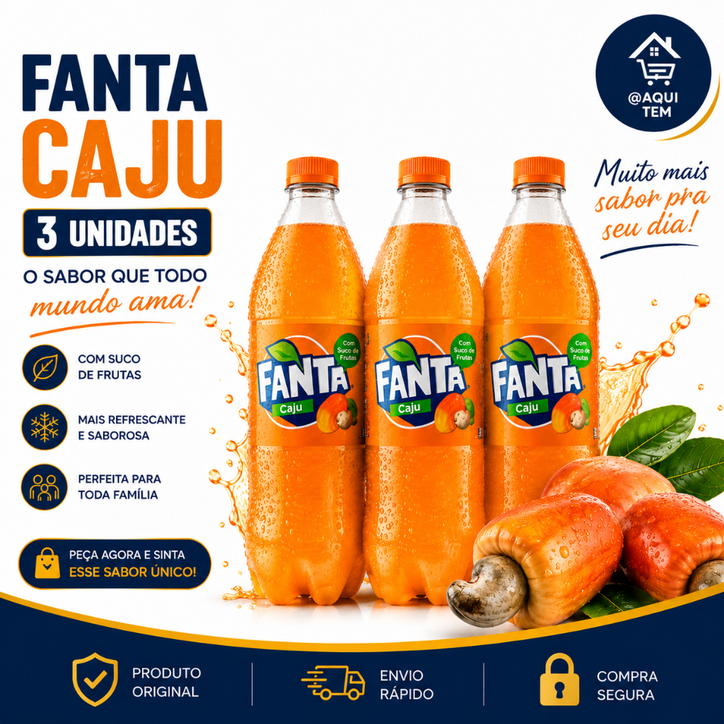 Fanta Caju 2L Refrigerante PET Kit com 2 ou 3 Unidades