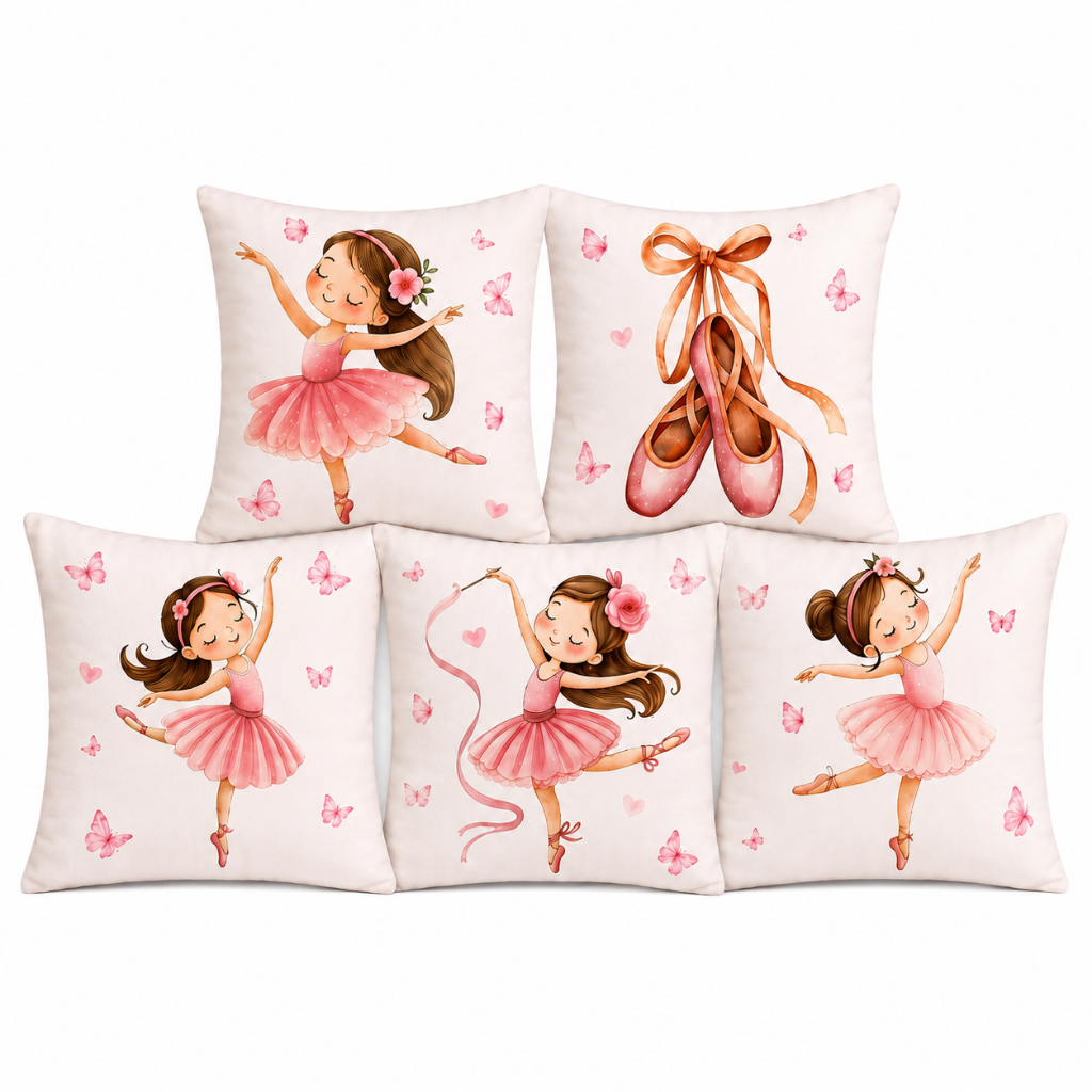 Kit 5 Almofadas Decorativas Infantil Bebê Menina Bailarina Princesa