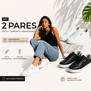 Kit 2 Pares de Tênis Feminino Confortável Estiloso Uso Diário