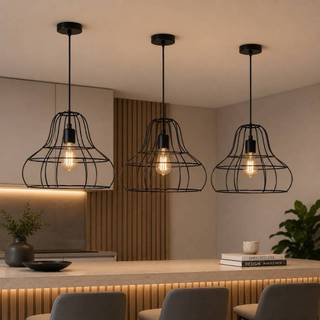 Pendente Aramado Lustre de Teto Industrial E27 Decoração Sala Cozinha Escritório