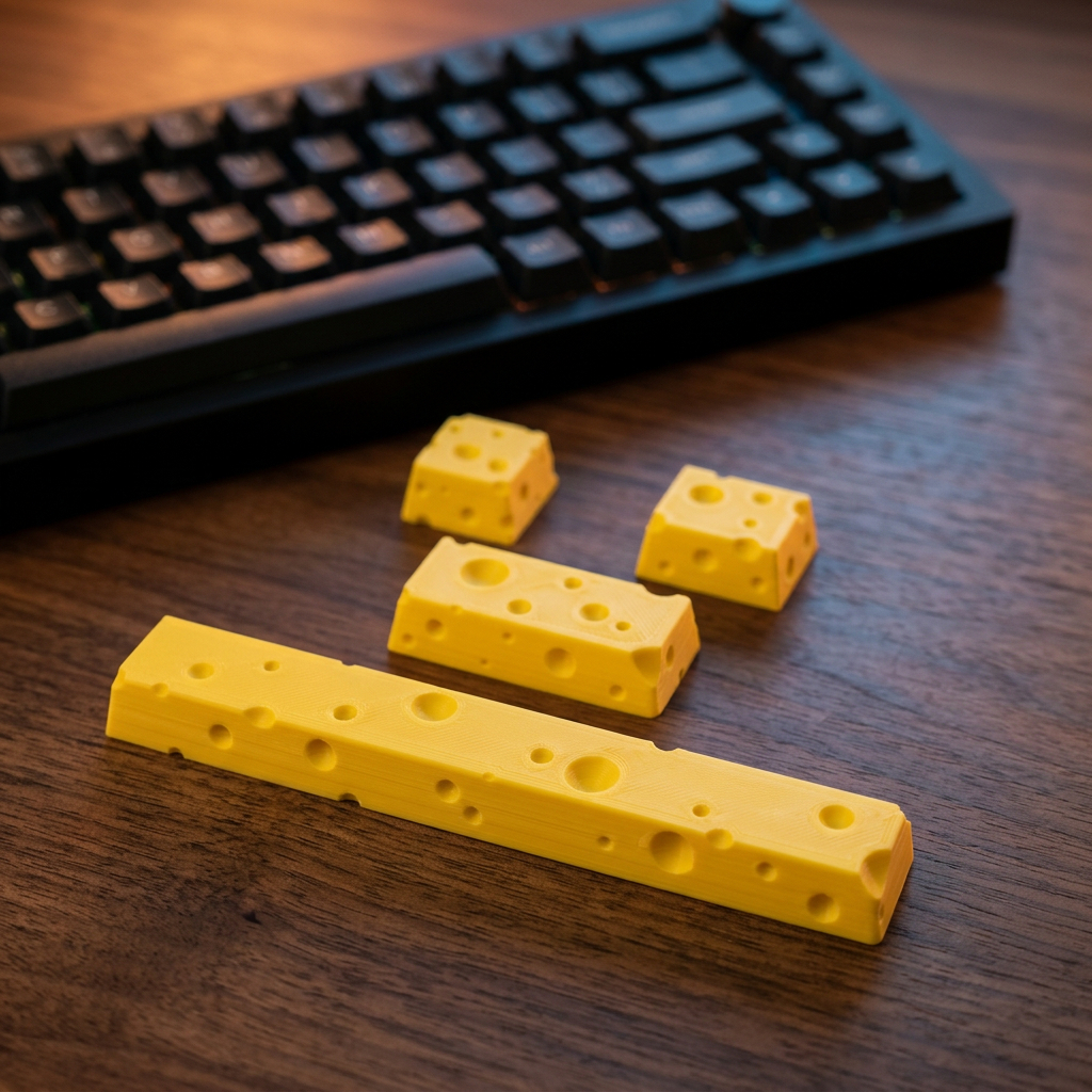 Kit Keycap Queijo para Teclado Mecânico Gamer | Conjunto de Keycaps Temático Cheese Estilo Fofo, Compatível MX, Artisan