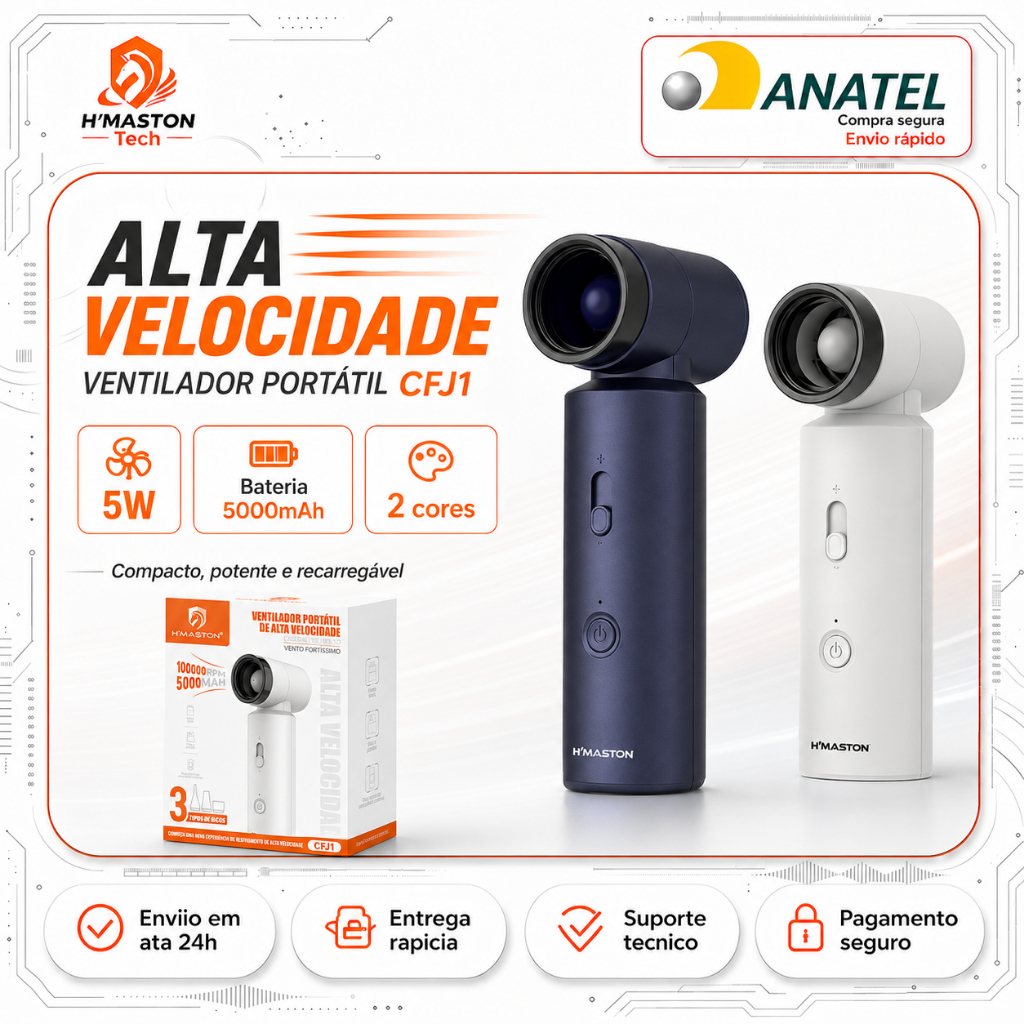 H'MASTON Mini Ventilador Portatil Recarregavel 5000mAh Ventilador Pequeno Ventilador De Mão Ventilador Portátil CFJ1