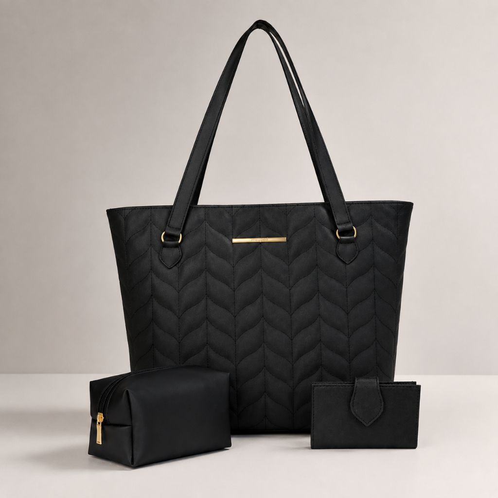 Kit Bolsa Sacola Feminina de Ombro Grande Bordada Necessaire e Carteira Espaçosa Trabalho Faculdade