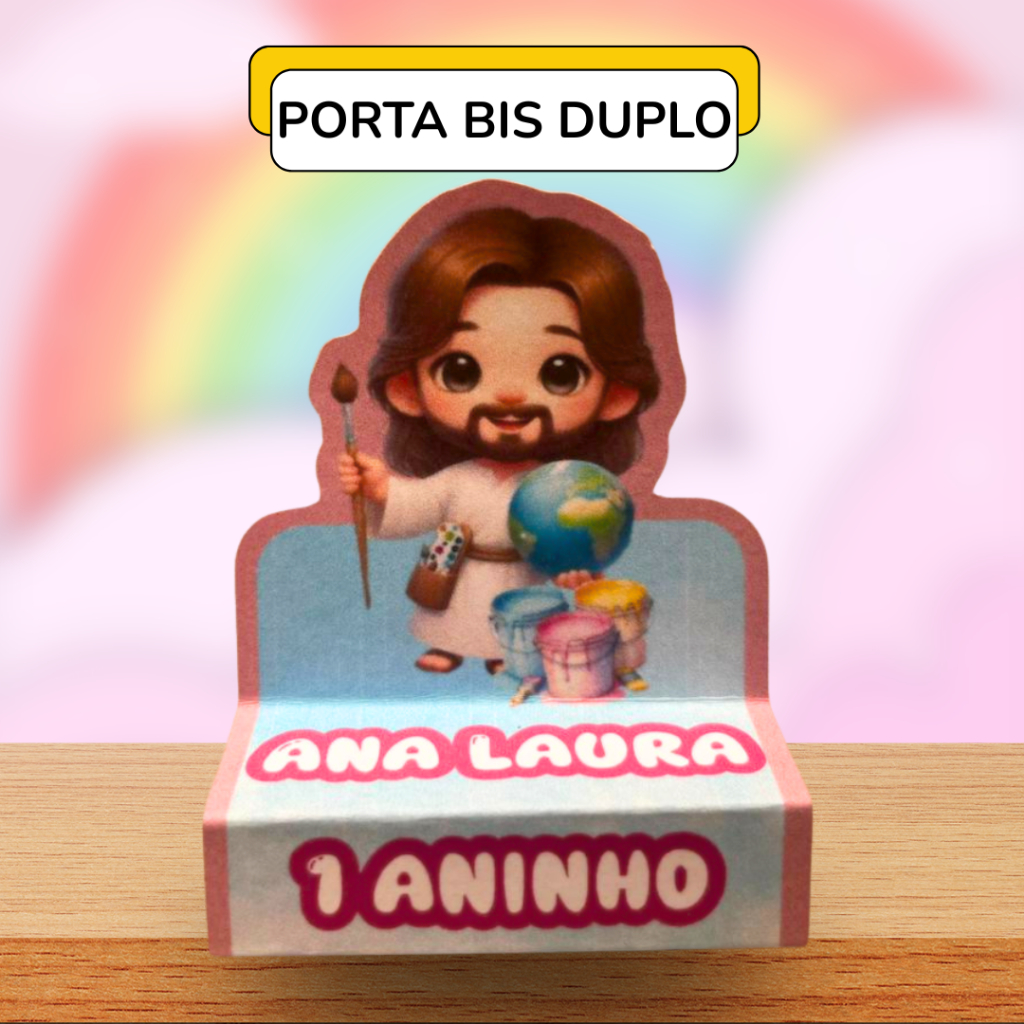 Kit Porta Bis Duplo Personalizado Maior Pintor do Mundo Rosa– Lembrancinha Festa Infantil, Aniversário, Decoração Menina