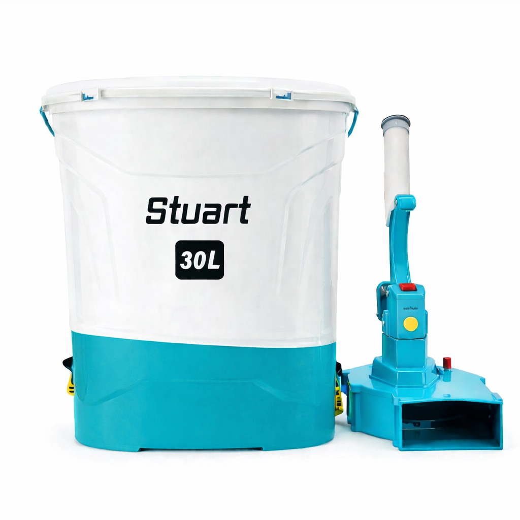 Adubadeira E Semeadeira Elétrica 30 Litros Manopla Bateria Recarregável 12V Adubos Sementes Costal