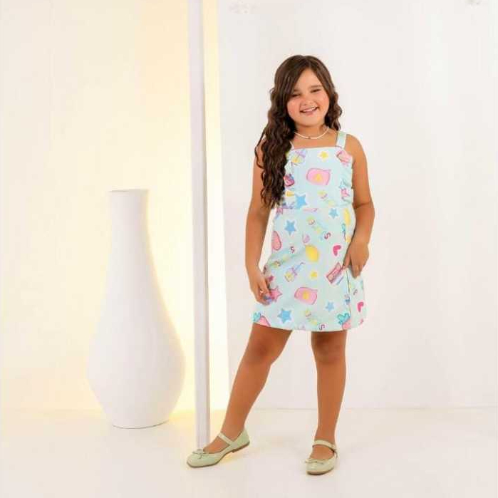 Macacão Short-Saia Feminino Juvenil Estampado Verão | Roupa Infantil Menina Confortável