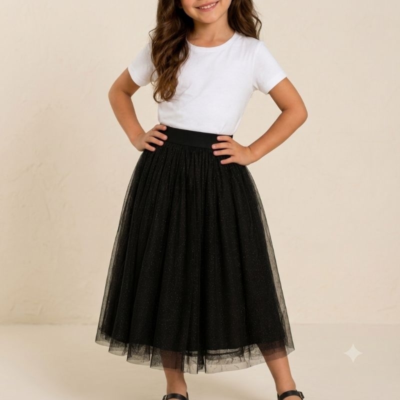 Saia Infantil Tule Glitter com Brilho Cristal – Encanto e Conforto para as Pequenas