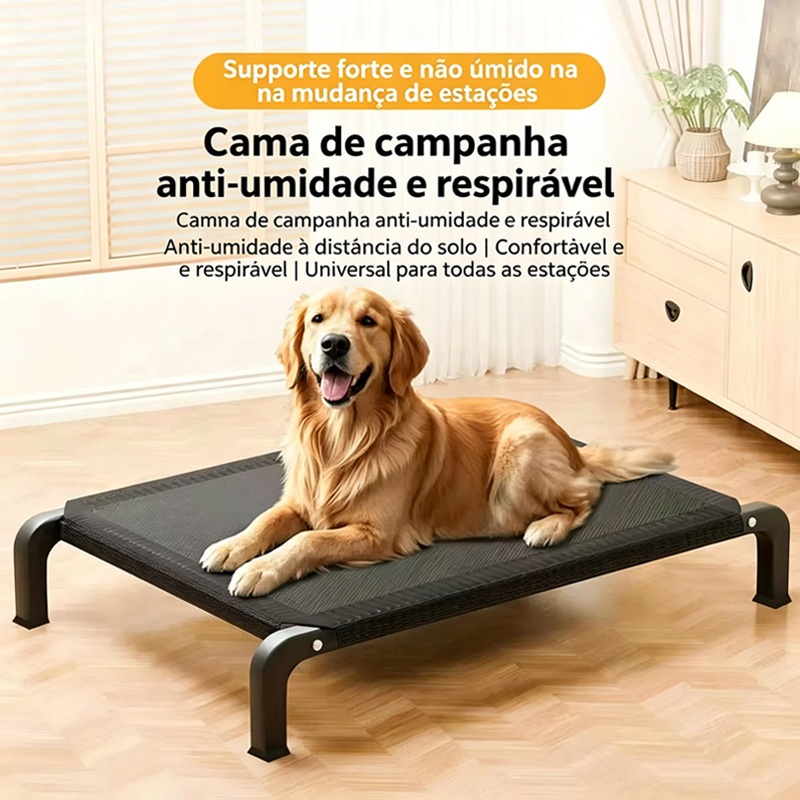Cama Elevada Suspensa para Cachorro e Gato, Estrutura de Metal, Tecido Respirável Resistente
