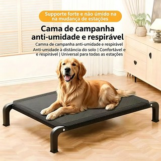 Cama Elevada Suspensa para Cachorro e Gato, Estrutura de Metal, Tecido Respirável Resiste…