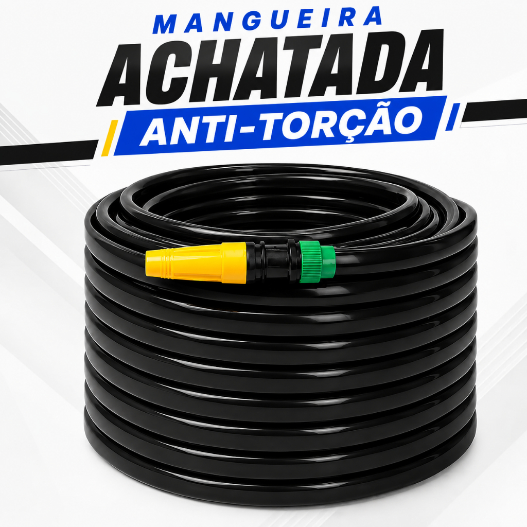 Mangueira Anti-Torção Não Dobra 7/16 Preta Dupla Camada - 05 a 40 Metros